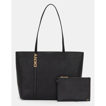 δερμάτινη τσάντα dkny χρώμα μαύρο, r52akg54 κύριο υλικό
