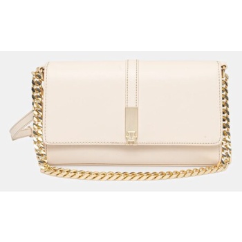 τσάντα tommy hilfiger χρώμα μπεζ, aw0aw17223 100%