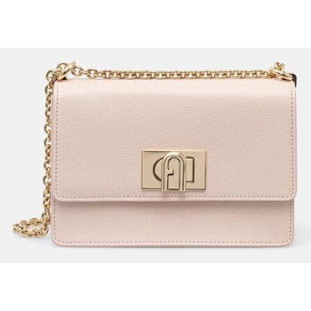 δερμάτινη τσάντα furla χρώμα ροζ, bafkaco.are000.0496s1007