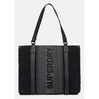 τσάντα superdry χρώμα μαύρο, w9110412a-02a φόδρα 100%
