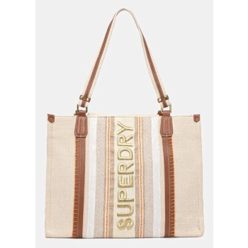τσάντα superdry χρώμα μπεζ, w9110412a-20o φόδρα 100%