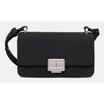 τσάντα tommy jeans χρώμα μαύρο, aw0aw17529 100%