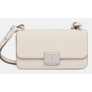 τσάντα tommy jeans χρώμα: μπεζ, aw0aw17529 100% πολυουρεθάνη