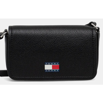 τσάντα tommy jeans χρώμα μαύρο, aw0aw17553 100%