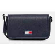 τσάντα tommy jeans χρώμα: ναυτικό μπλε, aw0aw17553 100% πολυουρεθάνη