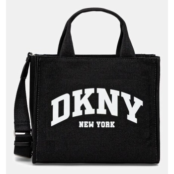 βαμβακερή τσάντα dkny χρώμα μαύρο, r41aor57 κύριο υλικό