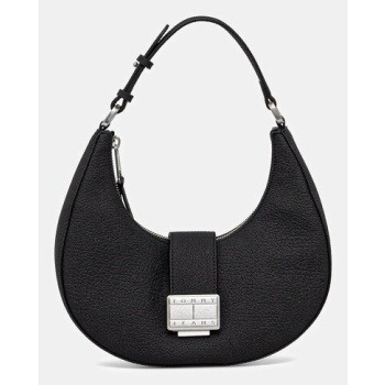 τσάντα tommy jeans χρώμα μαύρο, aw0aw17539 100%