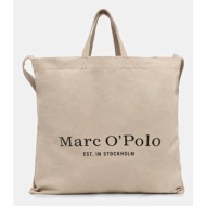 βαμβακερή τσάντα marc o`polo χρώμα: μπεζ, b0118680301800 100% βαμβάκι