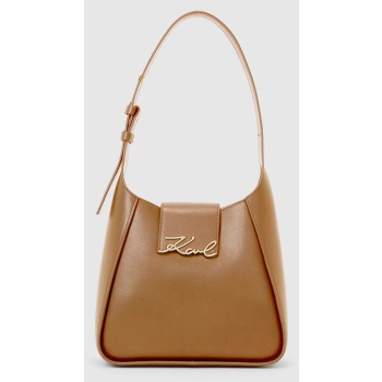 δερμάτινη τσάντα karl lagerfeld χρώμα πράσινο, a1w30434