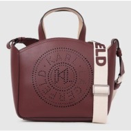 δερμάτινη τσάντα karl lagerfeld χρώμα: μπεζ, a1w30058 100% φυσικό δέρμα