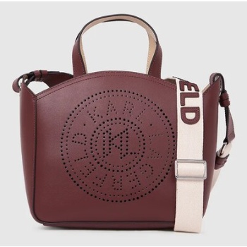 δερμάτινη τσάντα karl lagerfeld χρώμα μπεζ, a1w30058 100%