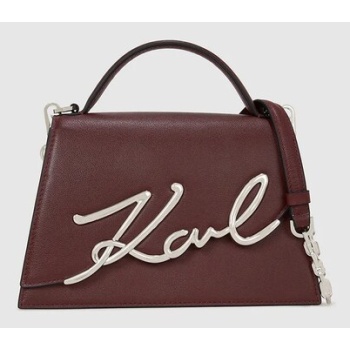 δερμάτινη τσάντα karl lagerfeld χρώμα μπεζ, a1w30036 κύριο