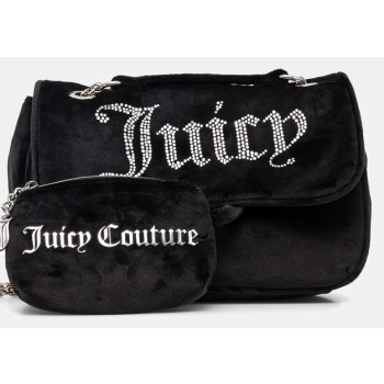 βελούδινη τσάντα juicy couture kimberly χρώμα μαύρο