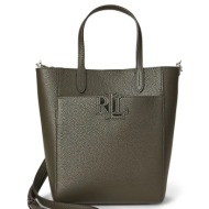 δερμάτινη τσάντα lauren ralph lauren χρώμα: καφέ, 431966760 100% δέρμα βοοειδών