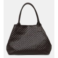 δερμάτινη τσάντα answear.lab χρώμα: καφέ φυσικό δέρμα