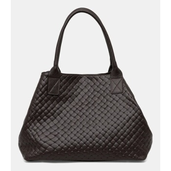 δερμάτινη τσάντα answear.lab χρώμα καφέ φυσικό δέρμα