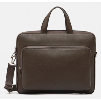 τσάντα calvin klein χρώμα καφέ, lv04d3012g 100%