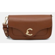 δερμάτινη τσάντα coccinelle coccinelle c-me χρώμα: καφέ, e1.ssl.12.03.01 φυσικό δέρμα