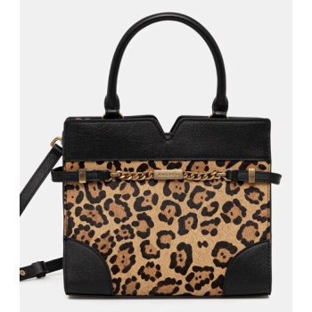 δερμάτινη τσάντα marciano guess annah χρώμα καφέ, 5ygz16