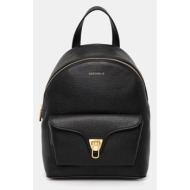 δερμάτινο σακίδιο coccinelle χρώμα: μαύρο, e1.tfk.14.01.01 φυσικό δέρμα