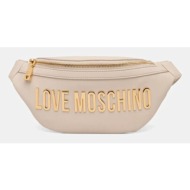 τσάντα φάκελος love moschino χρώμα: μπεζ, jc4195pp1nkd0110 100% pu - πολυουρεθάνη