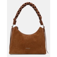 τσάντα σουέτ coccinelle boheme suede bimaterial χρώμα: καφέ, e1.p6p.13.03.01 φυσικό δέρμα