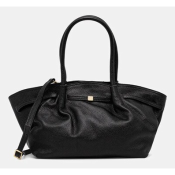 δερμάτινη τσάντα answear.lab χρώμα μαύρο 100% φυσικό δέρμα