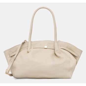 δερμάτινη τσάντα answear.lab χρώμα μπεζ 100% φυσικό δέρμα