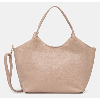 δερμάτινη τσάντα answear.lab χρώμα ροζ 100% φυσικό δέρμα