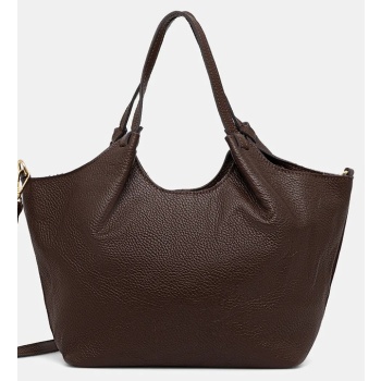 δερμάτινη τσάντα answear.lab χρώμα καφέ 100% φυσικό δέρμα