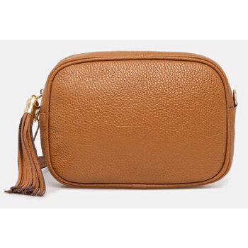 δερμάτινη τσάντα answear.lab χρώμα καφέ 100% φυσικό δέρμα