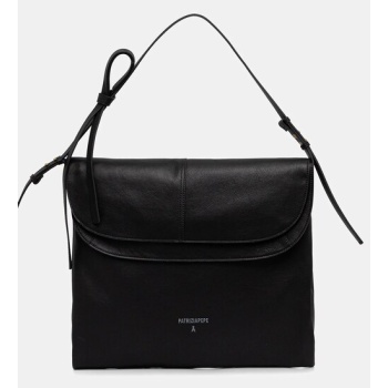 δερμάτινη τσάντα patrizia pepe χρώμα μαύρο, 8b0517 l162