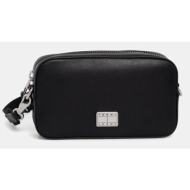 τσάντα tommy jeans χρώμα: μαύρο, aw0aw17570 100% πολυουρεθάνη