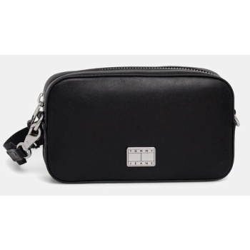 τσάντα tommy jeans χρώμα μαύρο, aw0aw17570 100%