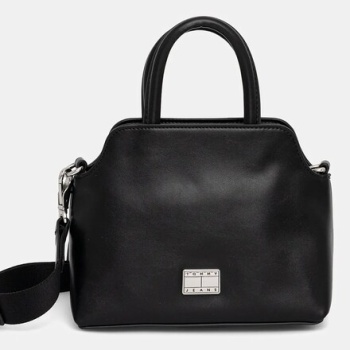 τσάντα tommy jeans χρώμα μαύρο, aw0aw17545 100%