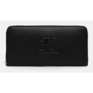 πορτοφόλι calvin klein χρώμα: μαύρο, lv04f1077g 100% πολυουρεθάνη