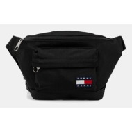 τσάντα φάκελος tommy jeans χρώμα: μαύρο, am0am13390 95% ανακυκλωμένος πολυεστέρας, 5% πολυουρεθάνη