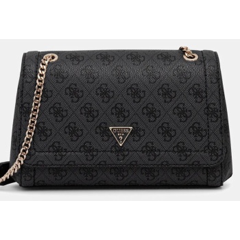 τσάντα guess noelle χρώμα γκρι, hwbg96 72210 κύριο υλικό