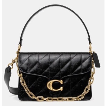 δερμάτινη τσάντα coach tabby χρώμα μαύρο, caf55 φυσικό