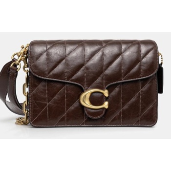 δερμάτινη τσάντα coach tabby χρώμα καφέ, caf55 φυσικό δέρμα
