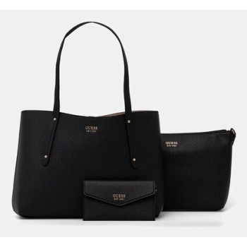 τσάντα guess brenton χρώμα μαύρο, hwpg96 48230 100%