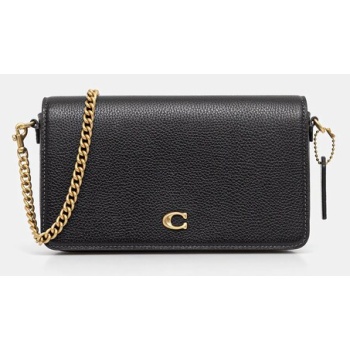 δερμάτινη τσάντα coach mila χρώμα μαύρο, cao01 φυσικό δέρμα