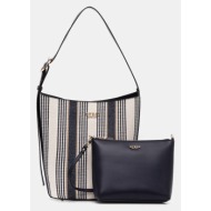 τσάντα guess nicolette χρώμα: ναυτικό μπλε, hwas96 62040 κύριο υλικό: 71% πολυεστέρας, 24% βαμβάκι, 