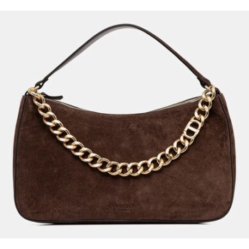 τσάντα σουέτ twinset χρώμα καφέ, 252tb7162 κύριο υλικό