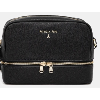 δερμάτινη τσάντα patrizia pepe χρώμα μαύρο, 8b0253 l001
