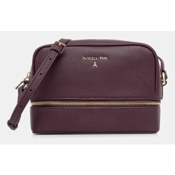 δερμάτινη τσάντα patrizia pepe χρώμα μοβ, 8b0253 l001