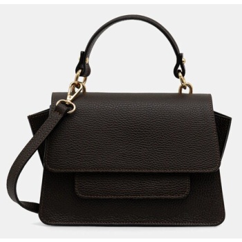 δερμάτινη τσάντα answear.lab χρώμα καφέ 100% φυσικό δέρμα