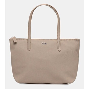 τσάντα lacoste χρώμα μπεζ, nf2037pk κύριο υλικό 100%