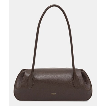 δερμάτινη τσάντα yuzefi oyster χρώμα καφέ