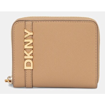 δερμάτινο πορτοφόλι dkny χρώμα μπεζ, r521km25 φυσικό δέρμα